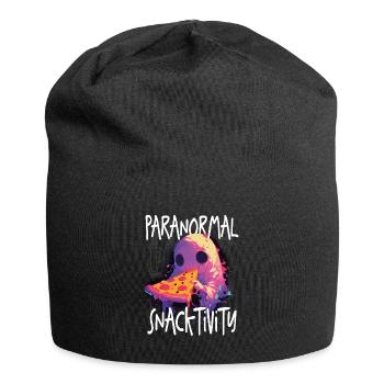 Paranormal Snacktivity - Cute Ghost Eating Pizza - Jersey Beanie - black - Front