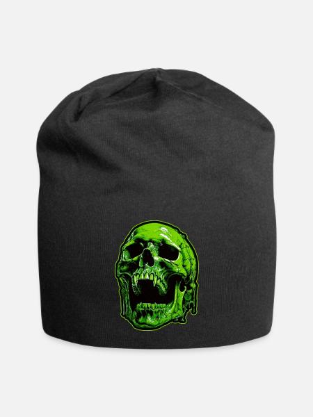 Grüner Vampirschädel - Jersey-Beanie - Schwarz