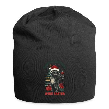 raton laveur Noël vin drôle de dicton - Bonnet en jersey - noir - Devant