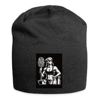 Fitness Cleaning Lady, Cleaning and Workout Design - Jersey Beanie - black - Front