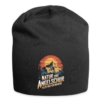 Angeln Fischen in der Natur lustiger Spruch - Jersey-Beanie - Schwarz - Vorne