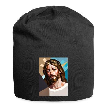 Heilige Abstraktion - Jersey-Beanie - Schwarz - Vorne