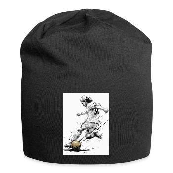 Dynamique Noir Et Blanc Joueur De Football Fussballer - Bonnet en jersey - noir - Devant
