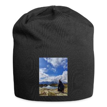Hiker facing the alpine sky - Jersey Beanie - black - Front