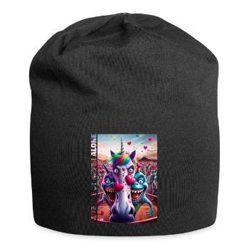SOKO Glitzer 2025 cute / but never alone #3 - Jersey-Beanie - Schwarz - Vorne