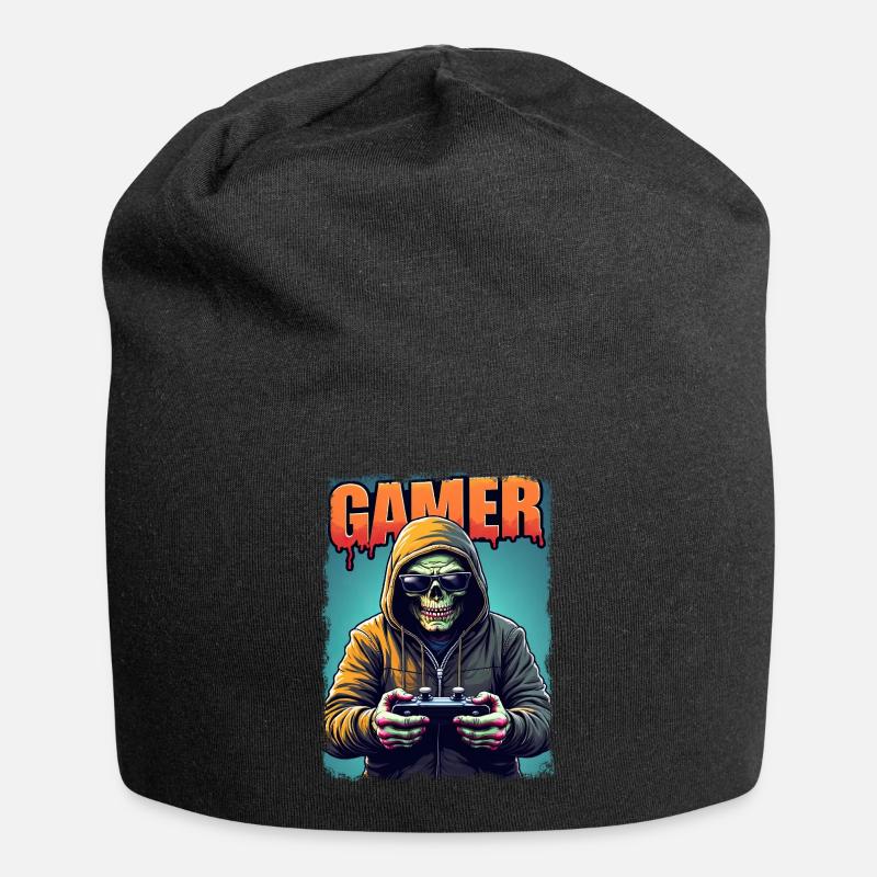 Zombie Gamer mit Kapuze & Controller - Jersey-Beanie - Schwarz