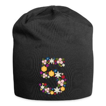 Flowers 5 - Jersey-Beanie - Schwarz - Vorne