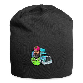Tough road, cool guy: Your trucker design! - Jersey Beanie - black - Front