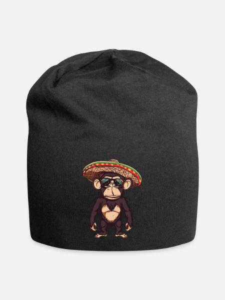 Affe Comic Lustig Sombrero - Jersey-Beanie - Schwarz