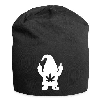 Frecher Zwerg mit Hanfblatt - Jersey-Beanie - Schwarz - Vorne