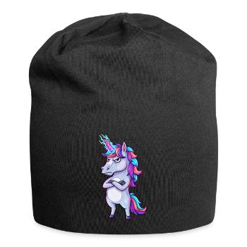 Genervtes Einhorn: Glitzer & Zorn! - Jersey-Beanie - Schwarz - Vorne