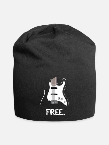 Electric Guitar Free Rock Music Design - Jersey Beanie - black