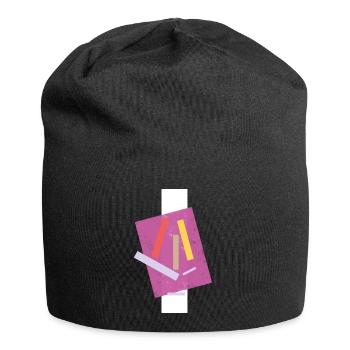Abstrakte Farbige Linien Komposition - Jersey-Beanie - Schwarz - Vorne