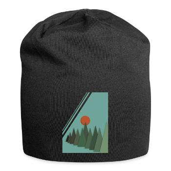 Abstract Mountain Landscape with Red Sun - Jersey Beanie - black - Front