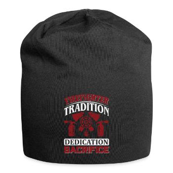 Fire brigade tradition with helmet and fire extinguisher - Jersey Beanie - black - Front