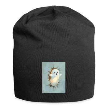 Adorable ghost coming out of the wall - Jersey Beanie - black - Front