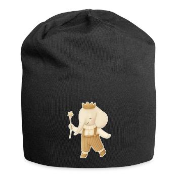 Éléphant royal en salopette - Bonnet en jersey - noir - Devant