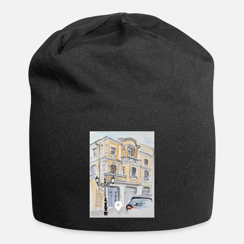 Maison de maître dessin d'architecture - Bonnet en jersey - noir