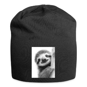 Crayon mignon style paresseux noir blanc - Bonnet en jersey - noir - Devant
