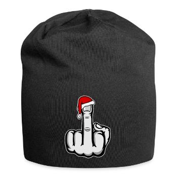 Weihnachten Mittelfinger mit Weihnachtsmütze - Jersey-Beanie - Schwarz - Vorne