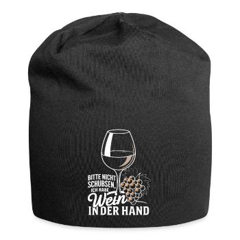 Please don't push I've got wine in my hand - Jersey Beanie - black - Front