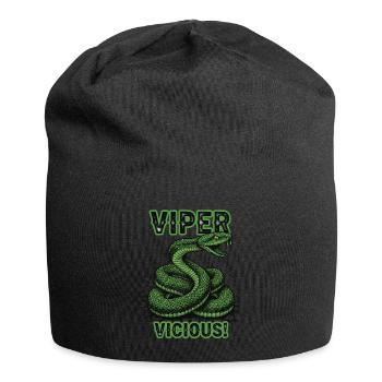 Wilde, bösartige Viper-Schlange - Jersey-Beanie - Schwarz - Vorne