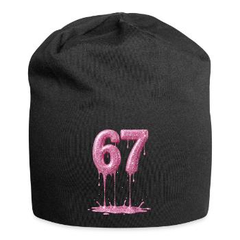 67 Paillettes roses qui gouttent - Bonnet en jersey - noir - Devant