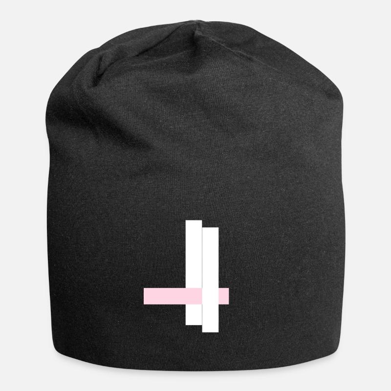 Tours blanches avec ruban rose - Bonnet en jersey - noir