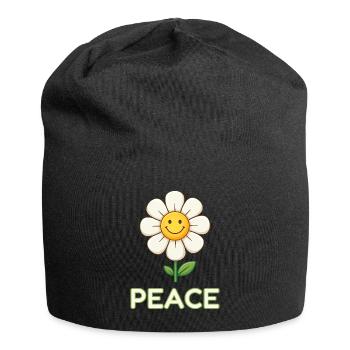 Fleur de paix anti-guerre - Marguerite souriante rétro - Bonnet en jersey - noir - Devant