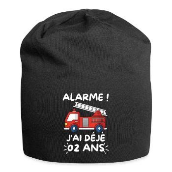 Alarme J’ai Déjà 2 Ans, Anniversaire Pompier - Bonnet en jersey - noir - Devant