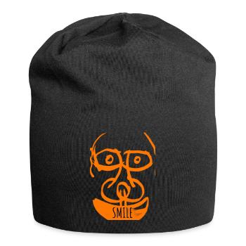 Sourire Orange Doodle - Bonnet en jersey - noir - Devant