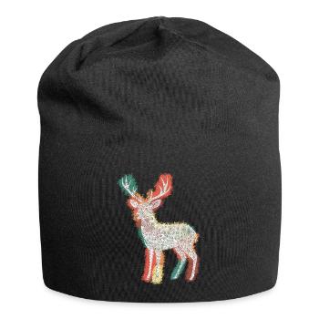 Zentangle-Rehbock - Jersey-Beanie - Schwarz - Vorne