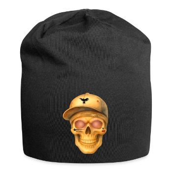 Bronze skull t-shirt design. - Jersey Beanie - black - Front