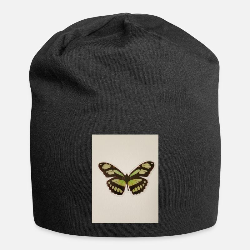 Grüner Schmetterling Patchkunst - Jersey-Beanie - Schwarz