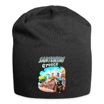 Guinea Pig Adventures in Santorini Greece - Jersey Beanie - black - Front