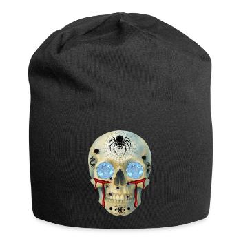 T-Shirt-Design mit Schädel mit Spinnen und Diamantaugen - Jersey-Beanie - Schwarz - Vorne