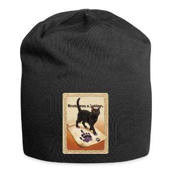 Je t’ai écrit une lettre, chat - Bonnet en jersey - noir - Devant