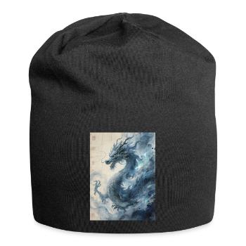 Die Sternennacht: Blauer Drache – Aether - Jersey-Beanie - Schwarz - Vorne