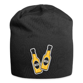 2 Toasting Beer Bottles (Beery / NEG 2C) - Jersey Beanie - black - Front