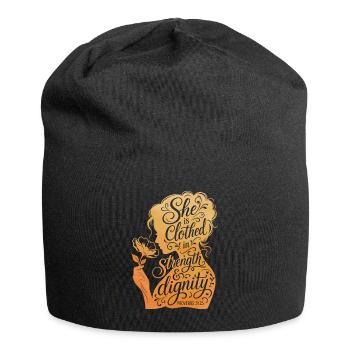 She is clothed in strength & dignity - Jersey-Beanie - Schwarz - Vorne