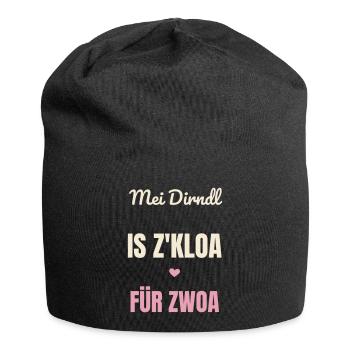 Mei Dirndl is z’kloa für Zwoa Schwanger Volksfest - Jersey-Beanie - Schwarz - Vorne
