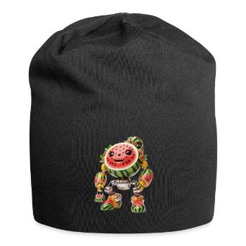 Charme robot pastèque - Bonnet en jersey - noir - Devant