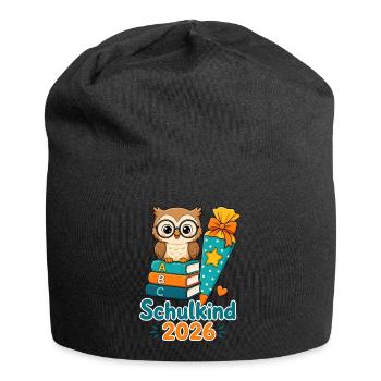 Schulkind 2026 Eule Einschulung - Jersey-Beanie - Schwarz - Vorne