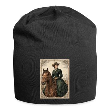 Frau im grünen Kleid im Schritt - Jersey-Beanie - Schwarz - Vorne