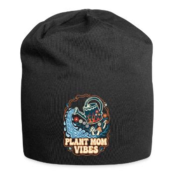 Plant Mom Vibes Retro Gartenmotiv - Jersey-Beanie - Schwarz - Vorne