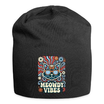 Meowdy Vibes Retro Katze - Jersey-Beanie - Schwarz - Vorne