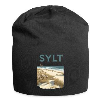Sylt Premium | Vintage Beach Poster - Jersey-Beanie - Schwarz - Vorne