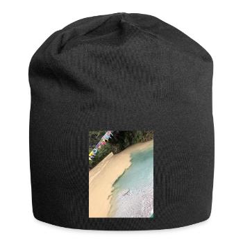 Tropical beach with colorful flags - Jersey Beanie - black - Front