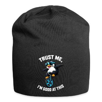Cool penguin on unicycle with saying - Jersey Beanie - black - Front