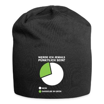 Werde ich pünktlich sein? Diagramm - Jersey-Beanie - Schwarz - Vorne